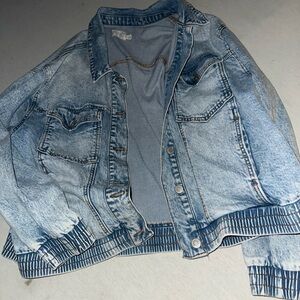 Womens Size 1X Terra Sky Stylish Blue Denim Jacket